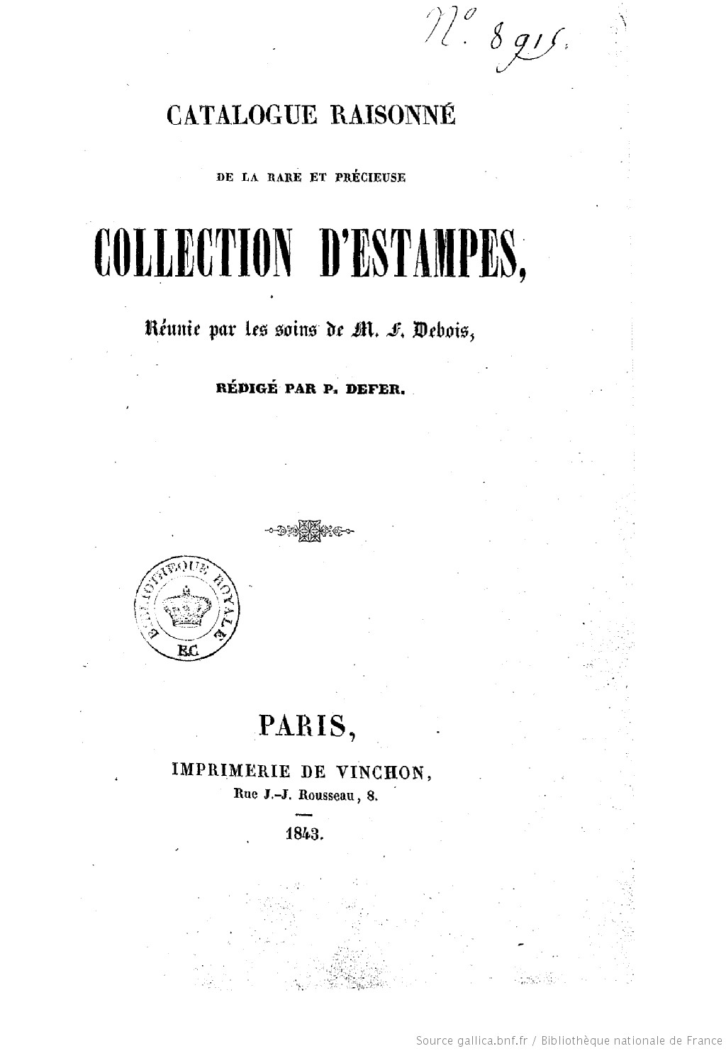 Catalogue Rouge Catalogue raisonné de la rare et précieuse collection