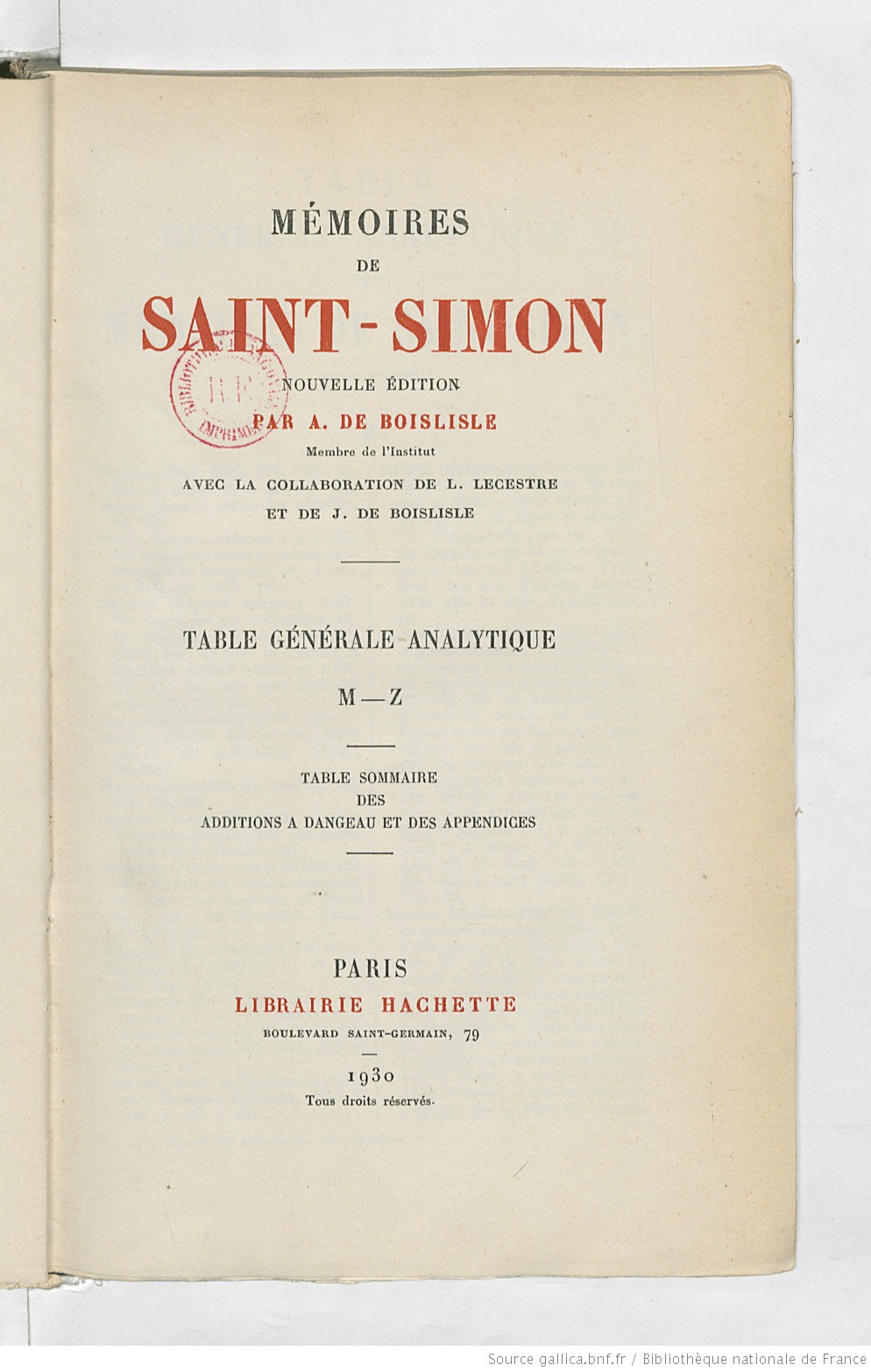 Catalogue Rouge Mémoires de SaintSimon nouvelle édition