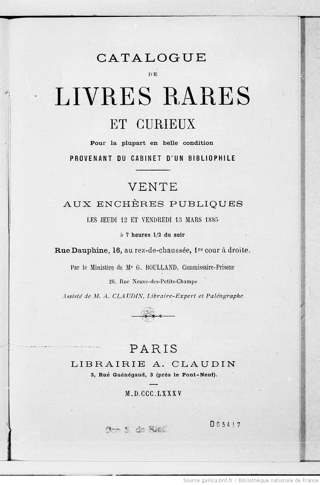 Catalogue Rouge - Catalogue De Livres Rares Et Curieux ; Pour La ...