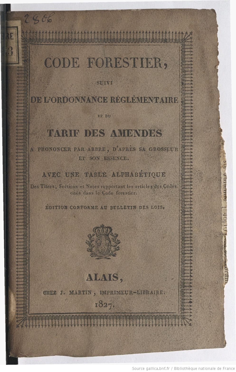 Catalogue Rouge Code forestier , suivi de l'ordonnance réglémentaire