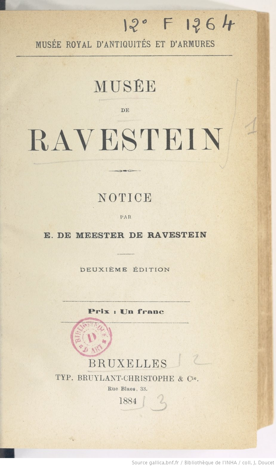 Catalogue Rouge Musée de Ravestein notice (2e édition) / par E. de
