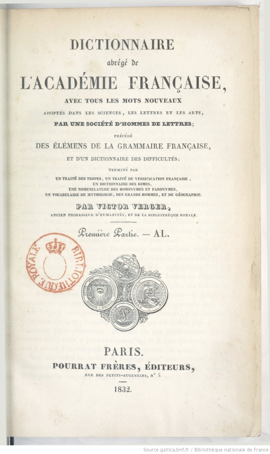 Catalogue Rouge - Dictionnaire Abrégé De L'Académie Française, Avec ...