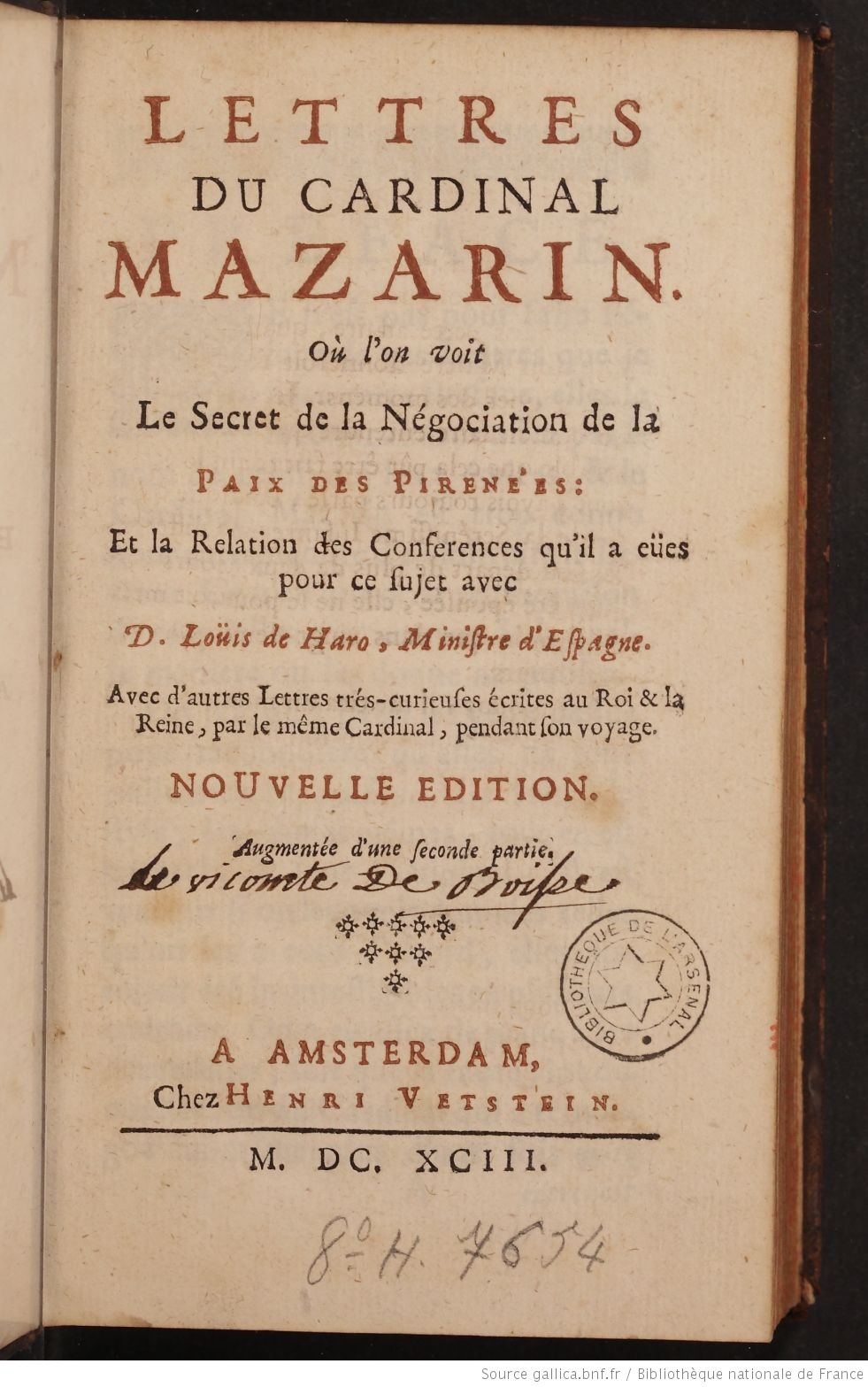 Catalogue Rouge - Lettres Du Cardinal Mazarin, Où L'on Voit Le Secret ...